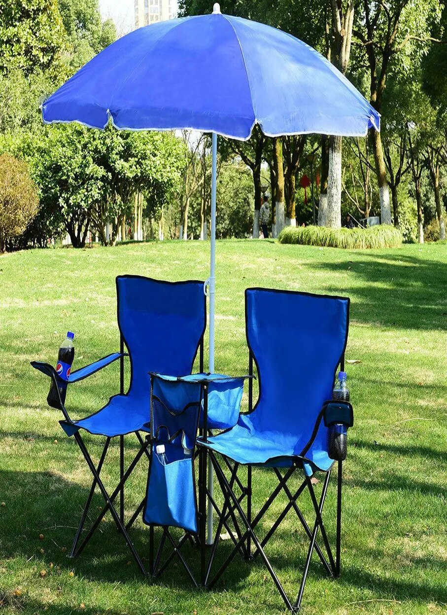 Double Chair+Umbrella Table Cooler Fold Up