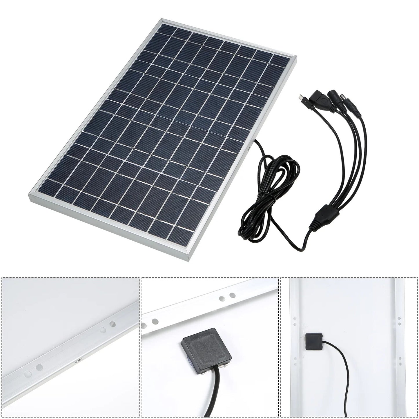 300W Solar Panel Kit Complete 12V Polycrystalline USB Power Portable Outdoor Rechargeable Solar Cell Solar Generator for Camping